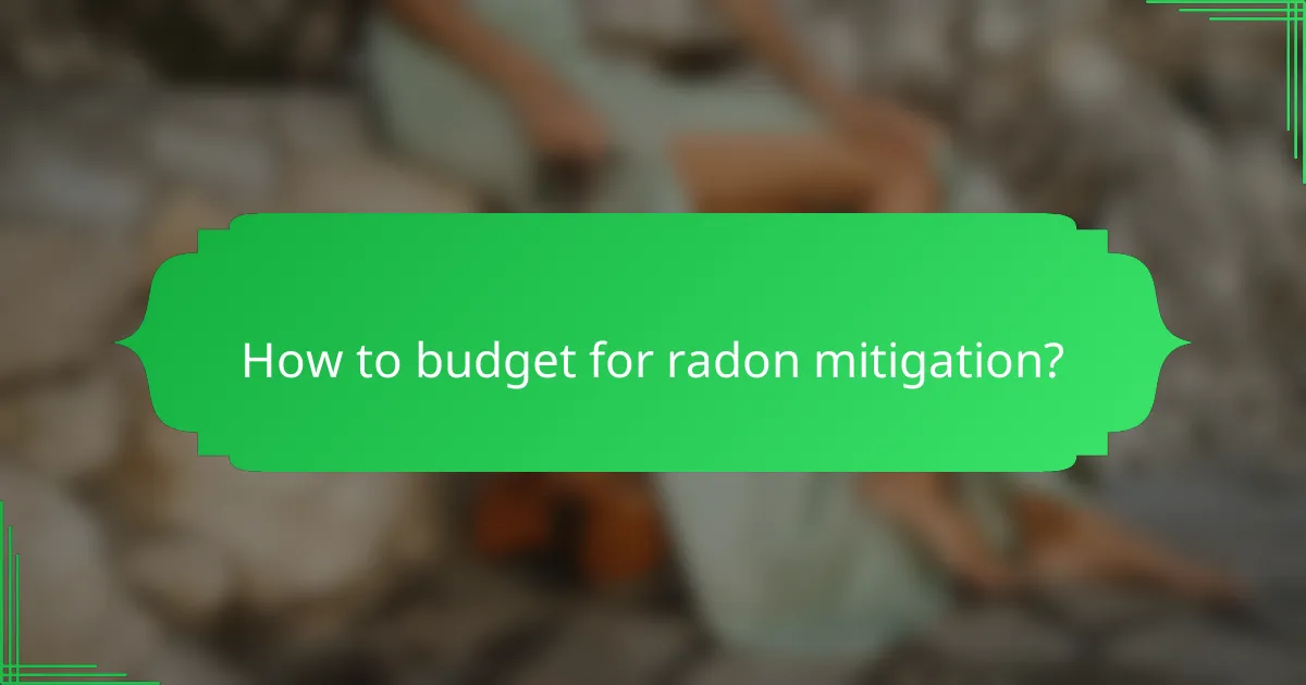 How to budget for radon mitigation?
