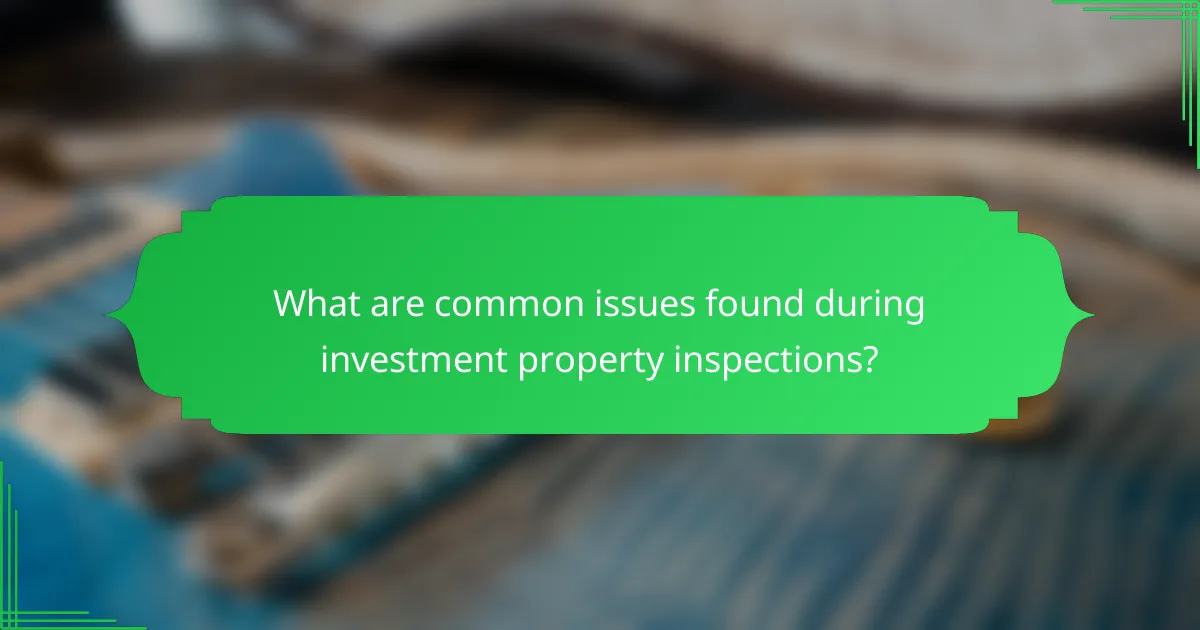What are common issues found during investment property inspections?
